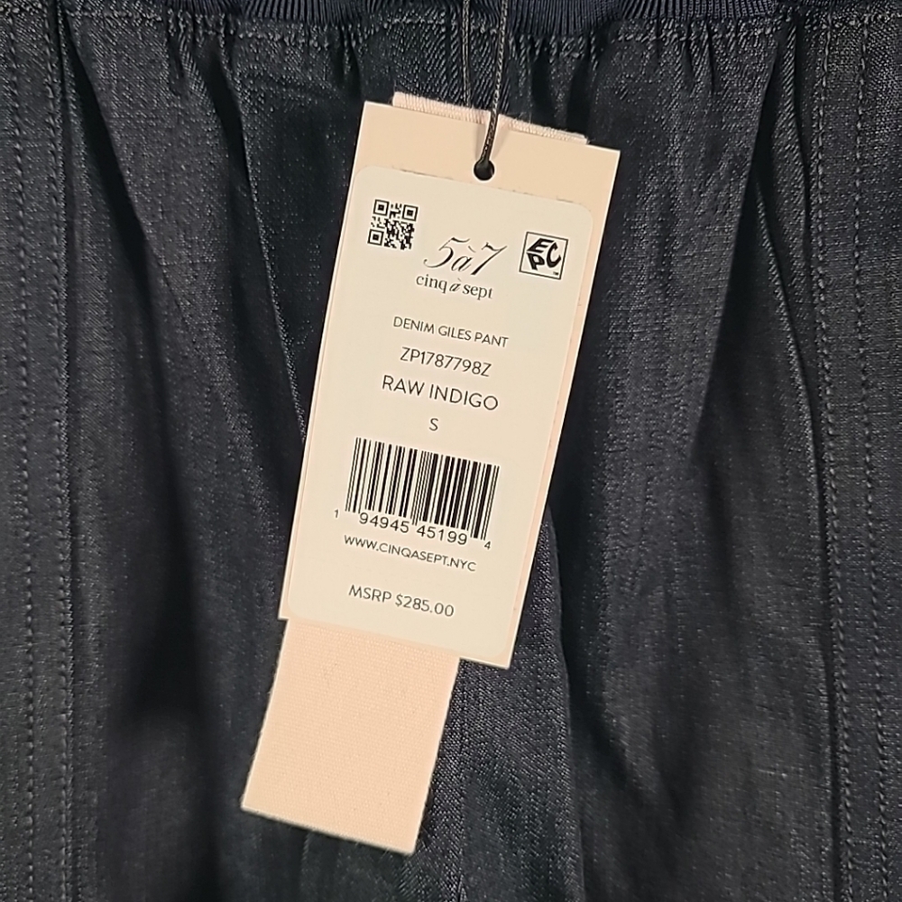 Cinq a Sept Giles Denim Pull On Elastic Cargo Jogger Pants Raw Indigo Blue Sz S - Picture 3 of 8